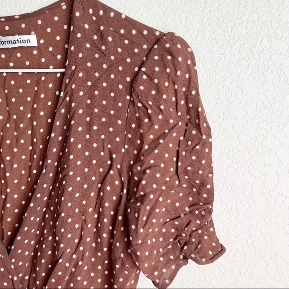 Reformation Lucky Mini wrap Dress Brown polka dot XL, runs small - Picture 5 of 9